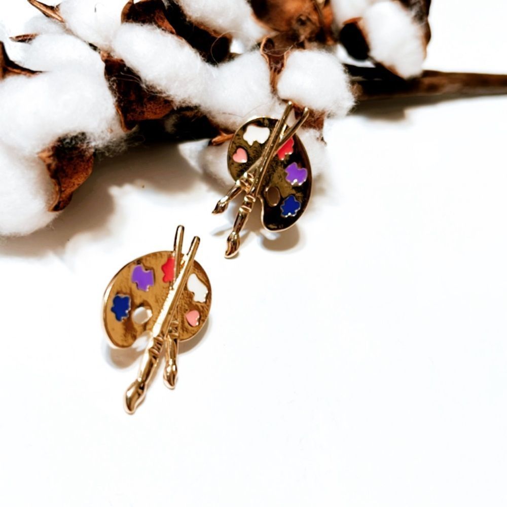 Paint pallet stud earrings N43 - Picture 2 of 5